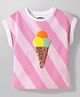 Korkak Cotton Knit Half Sleeves Striped Top with Sequin Detailing - Pink