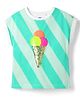 Korkak Cotton Knit Half Sleeves Striped Top with Sequin Detailing - Aqua Blue
