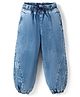 Korkak Full Length Cut & Sew Denim Jeans with Print - Blue