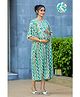 SWEETMOON Rayon Knit Three Fourth Sleeves Chevron Printed Dress With Side Zipper Nursing Access - Green