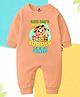 The Peppy Tend 100% Cotton Knit Full Sleeves Mom Dads Summer Star Text Printed Romper - Peach