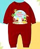 The Peppy Tend 100% Cotton Knit Full Sleeves First Summer Feels Text Printed Romper - Red