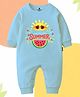 The Peppy Tend 100% Cotton Knit Full Sleeves My First Summer Text Printed Romper - Blue