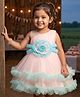 Babyhug Mesh Woven Sleeveless 5 Layered Party Wear Dress With Floral Applique - Peach