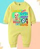 The Peppy Tend 100% Cotton Knit Full Sleeves Born Cute Now Bald Cute Text Printed Romper - Yellow