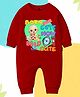 The Peppy Tend 100% Cotton Knit Full Sleeves Born Cute Now Bald Cute Text Printed Romper - Red