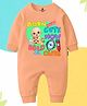 The Peppy Tend 100% Cotton Knit Full Sleeves Born Cute Now Bald Cute Text Printed Romper - Peach