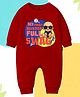 The Peppy Tend 100% Cotton Knit Full Sleeves My First Mundan Full Swag Text Printed Full Romper - Red