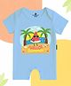 The Peppy Tend 100% Cotton Knit Half Sleeves Hello Summer Text Printed Romper - Blue