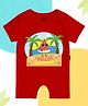 The Peppy Tend 100% Cotton Knit Half Sleeves Hello Summer Text Printed Romper - Red