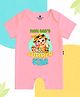 The Peppy Tend 100% Cotton Knit Half Sleeves Mom Dads Summer Star Text Printed Romper - Pink