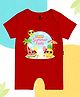 The Peppy Tend 100% Cotton Knit Half Sleeves First Summer Feels Text Printed Romper - Red