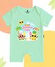 The Peppy Tend 100% Cotton Knit Half Sleeves First Summer Feels Text Printed Romper - Sea Green
