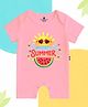 The Peppy Tend 100% Cotton Knit Half Sleeves My First Summer Text Printed Romper - Pink