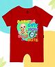 The Peppy Tend 100% Cotton Knit Half Sleeves Born Cute Now Bald Cute Text Printed  Romper - Red