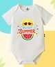 The Peppy Tend 100% Cotton Knit Half Sleeves My First Summer Text Printed Onesie - White