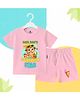 The Peppy Tend 100% Cotton Knit Half Sleeves Mom Dads Summer Star Text Printed Tee &  Shorts Set - Pink