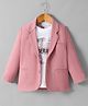 Babyhug Knit Full Sleeves Solid Color Party Wear Blazer With Graphic Printed T-Shirt - Light Pink