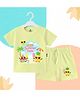 The Peppy Tend 100% Cotton Knit Half Sleeves First Summer Feels Text Printed Tee & Shorts Set - Yellow