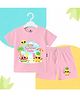 The Peppy Tend 100% Cotton Knit Half Sleeves First Summer Feels Text Printed Tee & Shorts Set - Pink