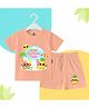 The Peppy Tend 100% Cotton Knit Half Sleeves First Summer Feels Text Printed Tee & Shorts Set - Peach