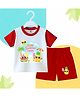 The Peppy Tend 100% Cotton Knit Half Sleeves First Summer Feels Text Printed Tee & Shorts Set - White & Red