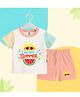 The Peppy Tend 100% Cotton Knit Half Sleeves My First Summer Text Printed Colour Blocked Tee & Shorts Set - Multi Colour