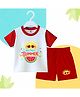 The Peppy Tend 100% Cotton Knit Half Sleeves My First Summer Text Printed Tee & Shorts Set - White & Red