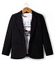 Babyhug Knit Full Sleeves Party Wear Blazer With Graphic Printed T-Shirt - Black