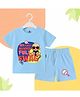 The Peppy Tend 100% Cotton Knit Half Sleeves My First Mundan Full Swag Text Printed Tee & Shorts Set - Blue