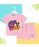 The Peppy Tend 100% Cotton Knit Half Sleeves My First Mundan Full Swag Text Printed Tee & Shorts Set - Pink