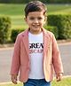 Babyhug Knit Full Sleeves Party Blazer With Printed T-Shirt - Peach