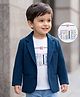 Babyhug Knit Full Sleeves Party Wear Blazer With Graphic Printed T-Shirt - Navy Blue