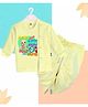 The Peppy Tend 100% Cotton Knit Full Sleeves  Born Cute Now Bald Cute Text Printed Dhoti Kurta Set - Yellow