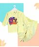 The Peppy Tend 100% Cotton Knit Full Sleeves My First Mundan Full Swag Text Printed Dhoti Kurta Set - Yellow