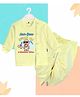 The Peppy Tend 100% Cotton Knit Full Sleeves Hair Gone Swag On Text Printed Dhoti Kurta Set - Yellow
