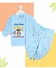 The Peppy Tend 100% Cotton Knit Full Sleeves Hair Gone Swag On Text Printed Dhoti Kurta Set - Blue