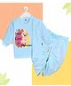 The Peppy Tend 100% Cotton Knit Full Sleeves Its My First Mundan Text Printed Dhoti Kurta Set - Blue