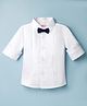 Babyhug Satin Woven Full Sleeves Solid Party Shirt With Bow Applique - White
