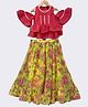 Twisha Cotton Woven Cold Shoulder Gota Lace Embellished Lehenga & Choli Set - Coral & Yellow