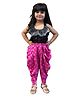 Twisha Woven Sleeveless Sequins Embellished Top With  Dhoti Set - Black & Pink