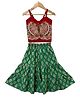 Twisha Woven Sleeveless Sequins & Beads Embellished Top With Sharara Set - Red & Green