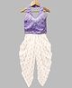 Twisha Woven Sleeveless Frill Detailed Sequin Embellished Floral Embroidered Top & Dhoti Set - Lavender & Offwhite