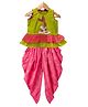 Twisha Woven Sleeveless Mermaid Printed Top & Dhoti - Limegreen & Coral