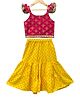 Twisha Woven Frill Sleeves Ethnic Foil Printed Top & Sharara Set - Pink & Yellow