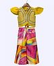 Twisha Woven Half Sleeves Mirror & Lace Embellished Top & Palazzo Set - Yellow & Multi Colour