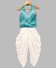 Twisha Woven Sleeveless Floral Designed Sequins Embellished Top & Dhoti Set - Firozi & Off White