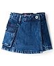 Vitamins 100% Cotton Above Knee Length Washed Denim Skorts - Blue