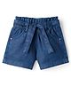 Vitamins Cotton Above Knee Length Solid Shorts With Belt - Navy Blue