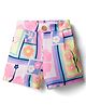Vitamins Woven Above Knee Length Shorts With Floral Print - Neon Pink